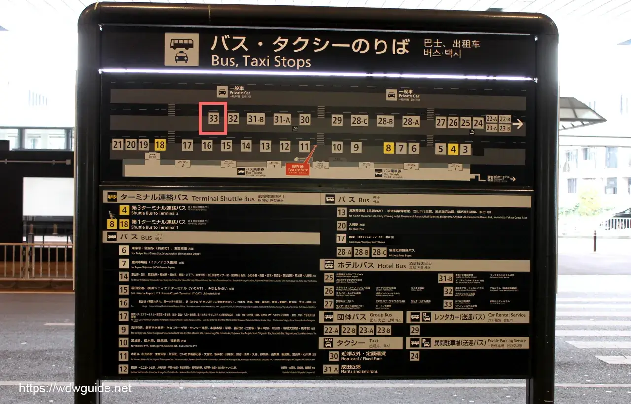 成田国際空港第二ターミナルのバス・タクシー乗り場案内