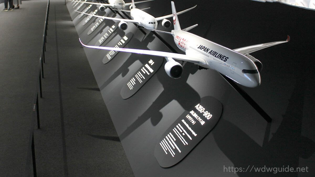 JAL工場見学SKY MUSEUMのアーカイブズゾーンの飛行機模型