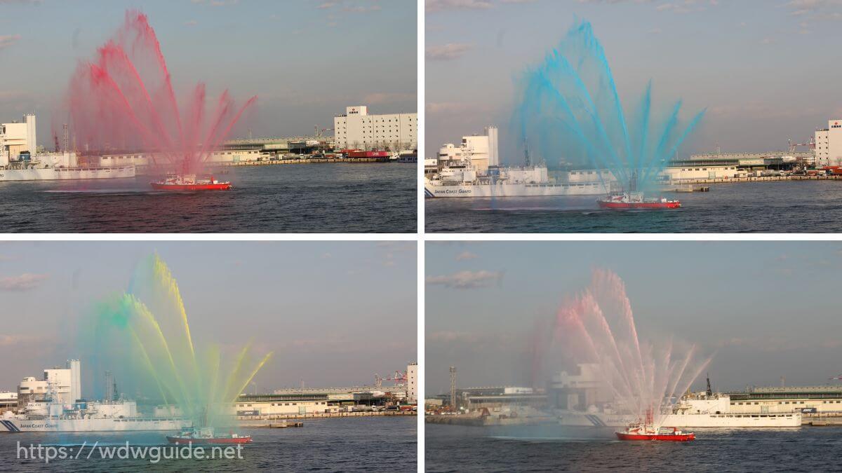 神戸港での消防艇によるカラー放水
