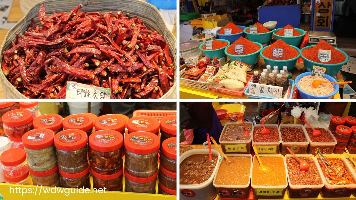 韓国済州島の東門在来市場の売られていた唐辛子