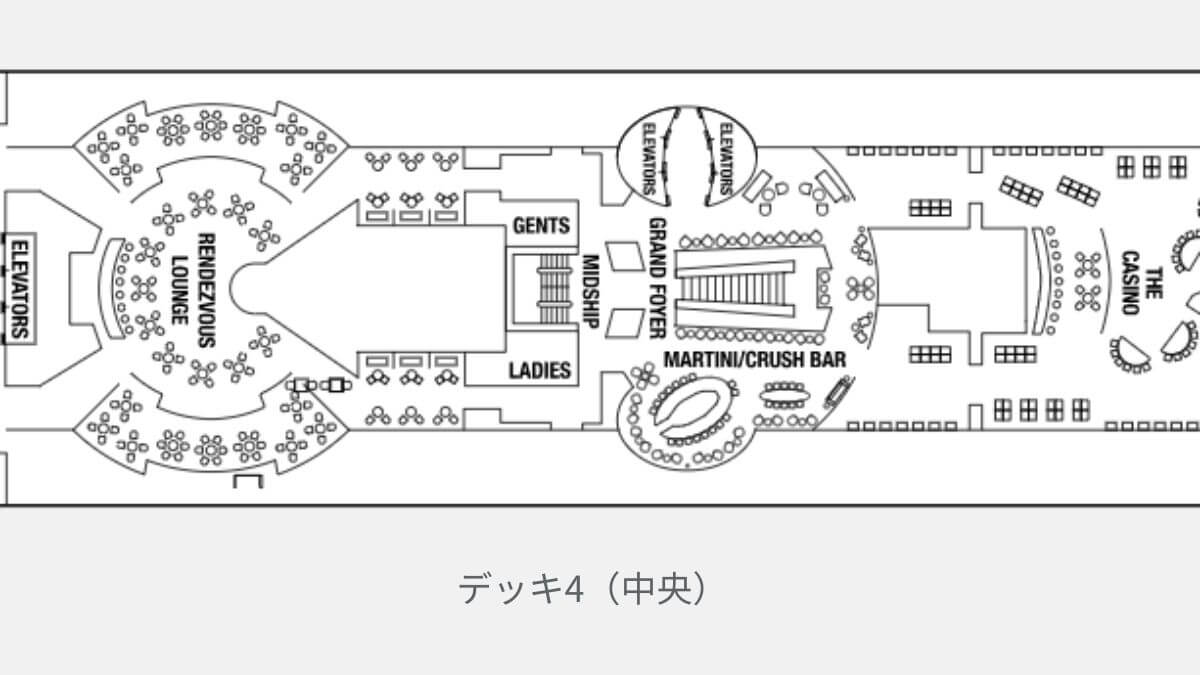 セレブリティミレニアムのデッキ4中央のデッキプラン