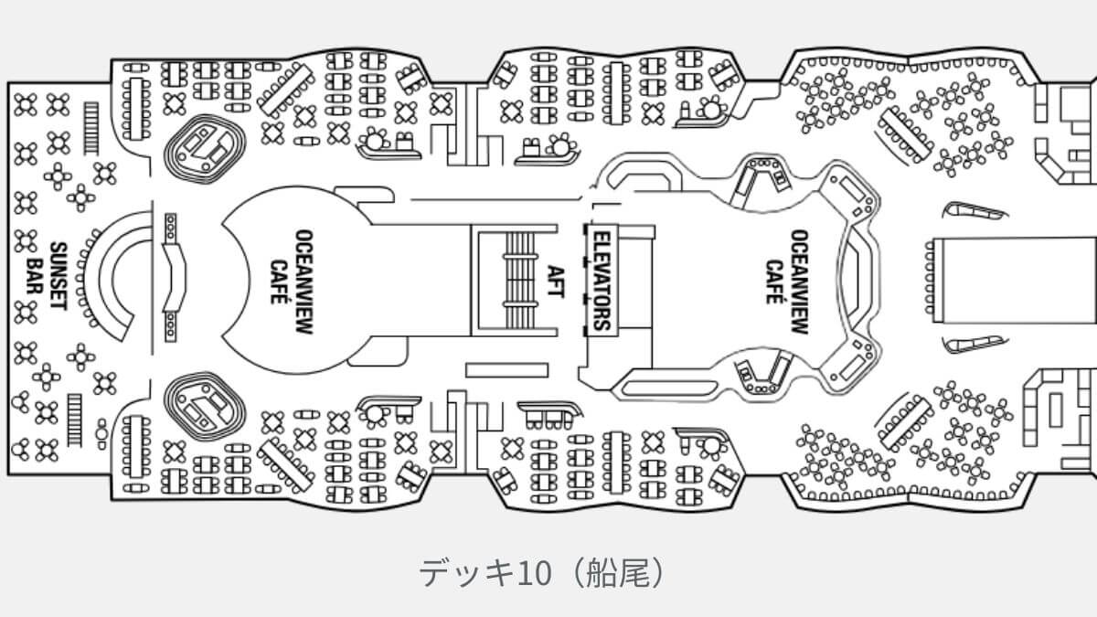 セレブリティミレニアムのデッキ10船尾のデッキプラン