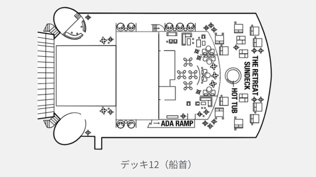 セレブリティミレニアムのデッキ12船首のデッキプラン
