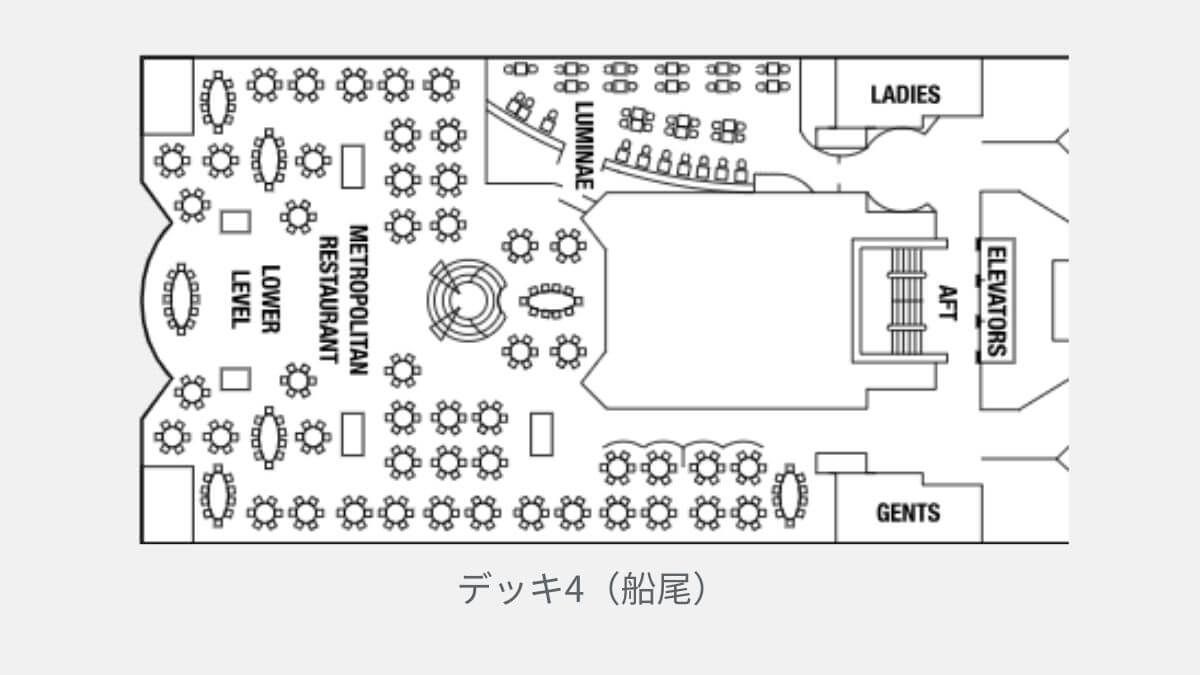 セレブリティミレニアムのデッキ4船尾のデッキプラン