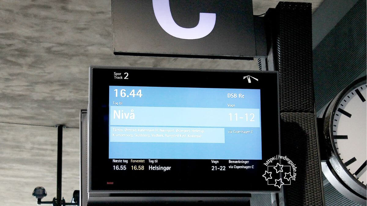コペンハーゲン中央駅の案内表示